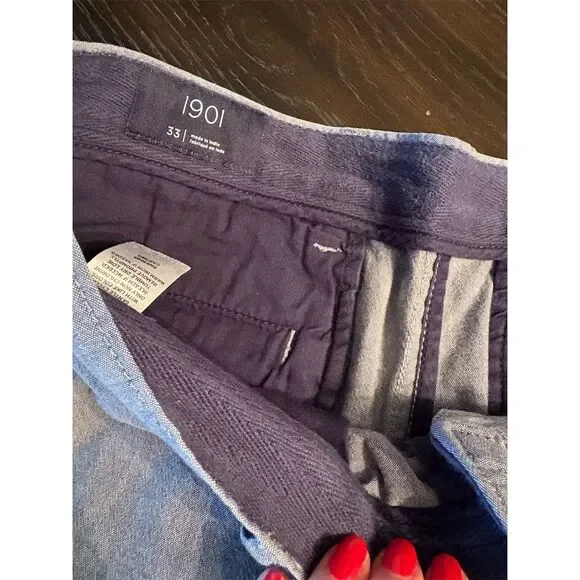 1901 Slim Fit ‎ Men's Chino Shorts Size 33 Blue Casual Summer Tailored Fit - Picture 2 of 6